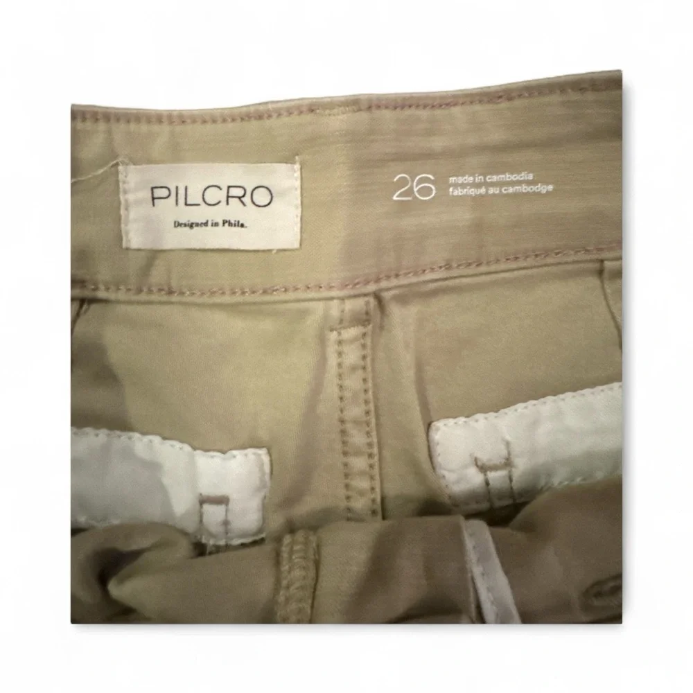 Pilcro The Wanderer Patchwork Utility Jean Sz 26 Beige Mid Rise Relaxed Fit - Picture 7 of 8
